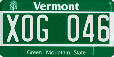 VT license plate XOG046