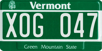 VT license plate XOG047