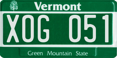 VT license plate XOG051