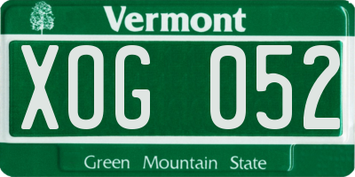 VT license plate XOG052