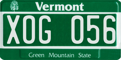 VT license plate XOG056