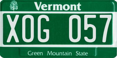 VT license plate XOG057