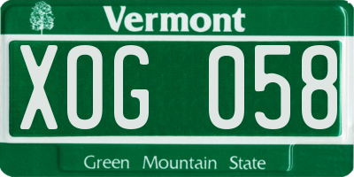 VT license plate XOG058