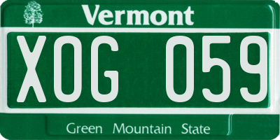VT license plate XOG059
