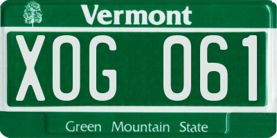 VT license plate XOG061