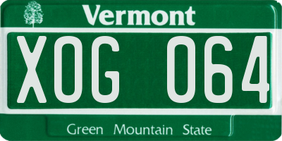 VT license plate XOG064