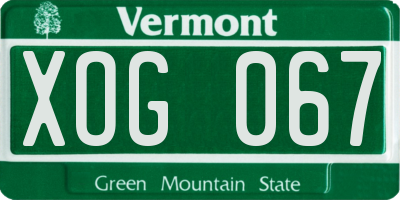 VT license plate XOG067