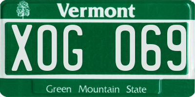 VT license plate XOG069