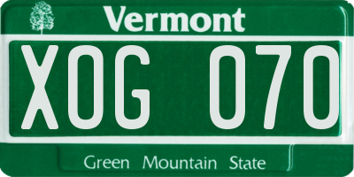 VT license plate XOG070