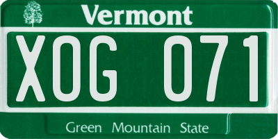 VT license plate XOG071