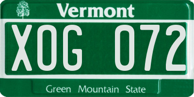 VT license plate XOG072