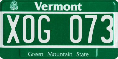 VT license plate XOG073