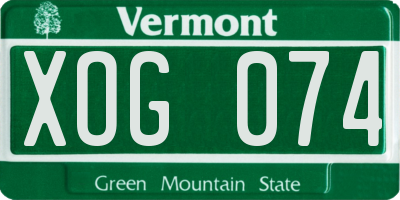 VT license plate XOG074