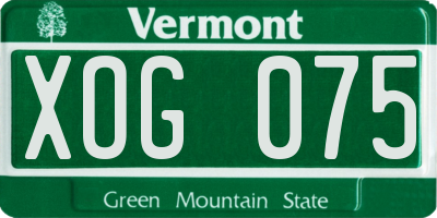 VT license plate XOG075