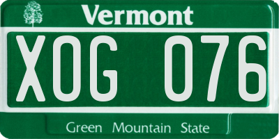 VT license plate XOG076