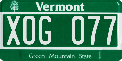 VT license plate XOG077