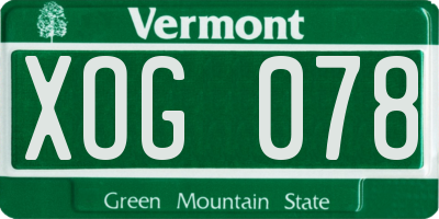 VT license plate XOG078