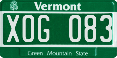 VT license plate XOG083