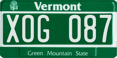 VT license plate XOG087