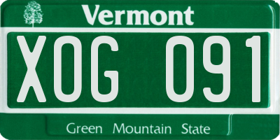 VT license plate XOG091