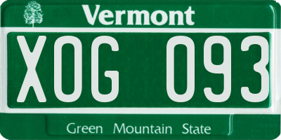 VT license plate XOG093