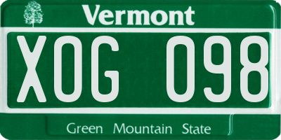 VT license plate XOG098