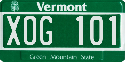 VT license plate XOG101