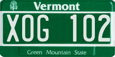 VT license plate XOG102