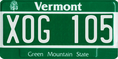 VT license plate XOG105