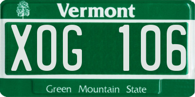 VT license plate XOG106