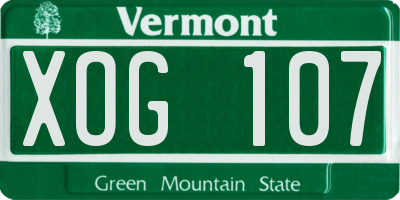 VT license plate XOG107