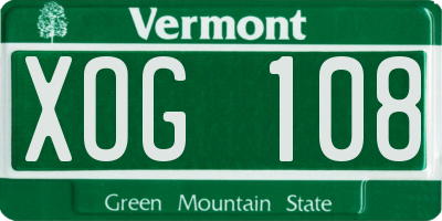 VT license plate XOG108