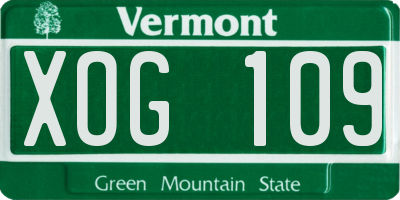 VT license plate XOG109
