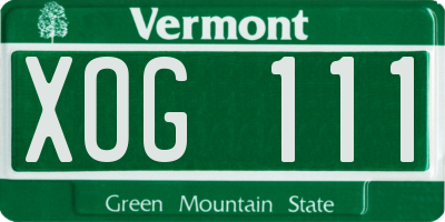 VT license plate XOG111