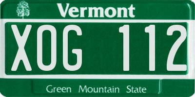 VT license plate XOG112