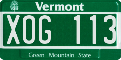 VT license plate XOG113