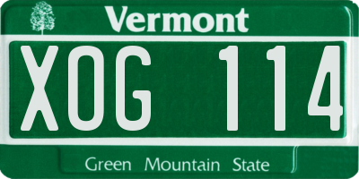 VT license plate XOG114