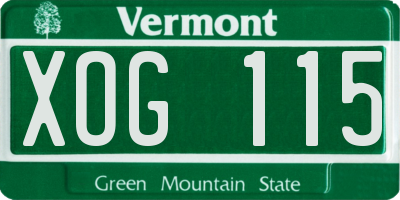 VT license plate XOG115