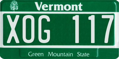 VT license plate XOG117