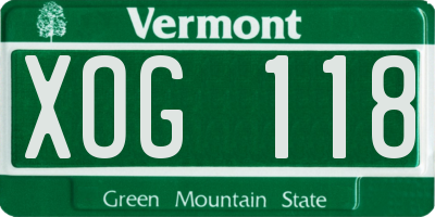 VT license plate XOG118