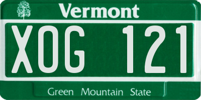VT license plate XOG121