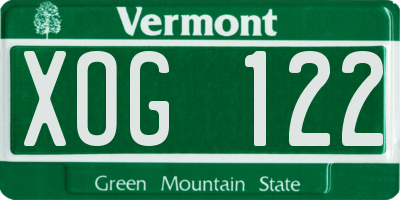 VT license plate XOG122