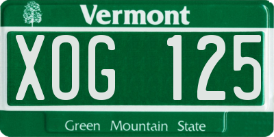 VT license plate XOG125