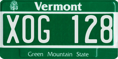 VT license plate XOG128
