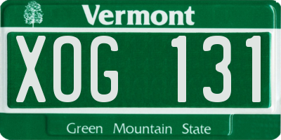 VT license plate XOG131