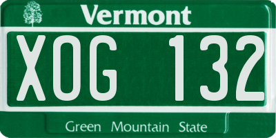 VT license plate XOG132