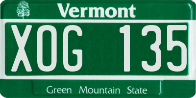 VT license plate XOG135