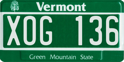 VT license plate XOG136