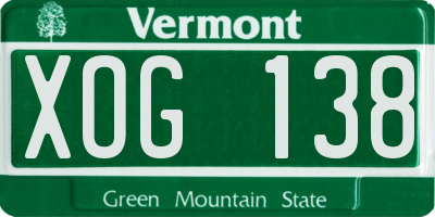 VT license plate XOG138