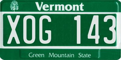 VT license plate XOG143